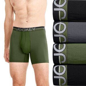 Jockey Infinite Cool Microfiber 4-Pack Medium 6" Boxer Brief Mens Underwear NEW